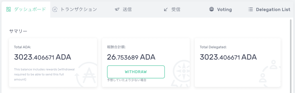 ADA(エイダ)ステーキング報酬