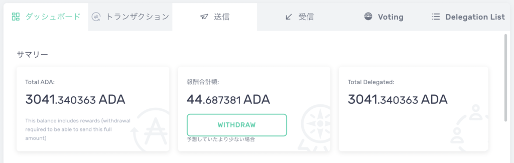 ADA(エイダ)ステーキング報酬