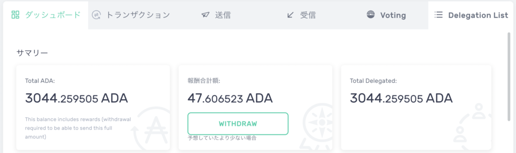 ADA(エイダ)ステーキング報酬