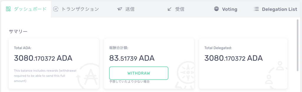 ADA(エイダ)ステーキング報酬